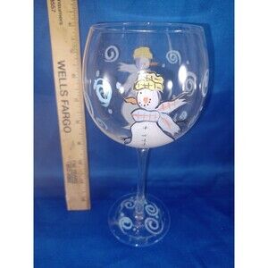 Hand Painted Snowmen Wine Glass Christmas Holiday Snowman - 10 by 3 Inches gift